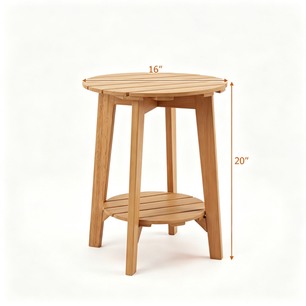 2-Tier Wood Patio Side Table